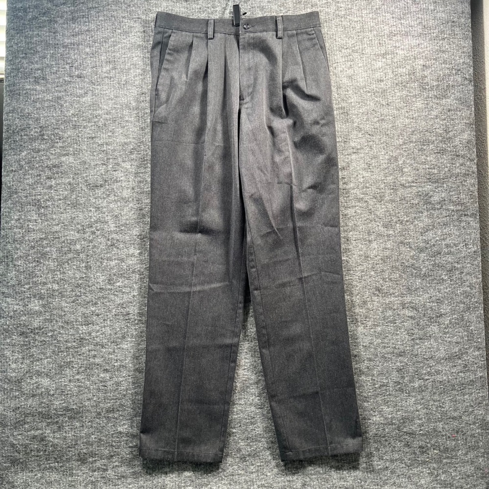 Dockers Mens 34x34 Individual Fit Pleated Chinos Charcoal Gray Stretch Waistband